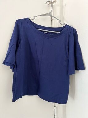 Anthropologie Navy Short Sleeve Boxy Top